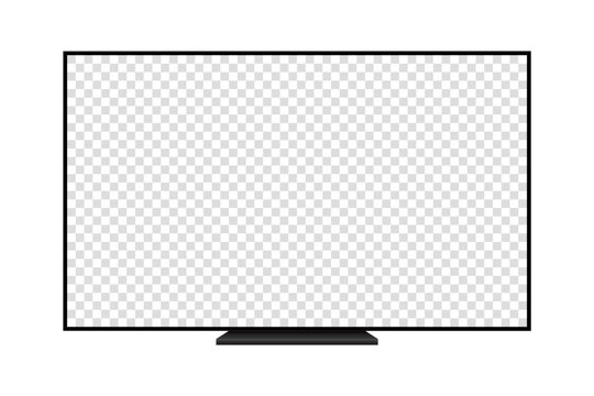 4K TV flat screen realistic illustration, White blank monitor mockup. wide flatscreen monitor