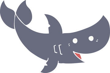 flat color style cartoon shark
