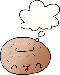 cute cartoon donut with thought bubble in smooth gradient style