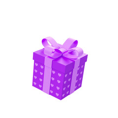 Caixa de presente roxa com corações 3d render isolado