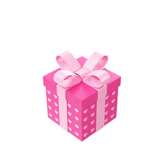 Caixa de presente rosa com corações 3d render isolado