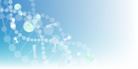 Probiotic and Hyaluronic acid skin solutions ad, blue collagen, and vitamin serum drop with cosmetic advertising background ready to use illustration vector.