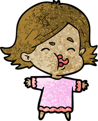 cartoon girl pulling face