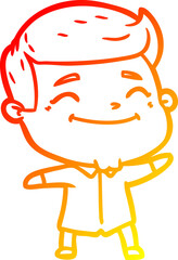 warm gradient line drawing of a happy cartoon man