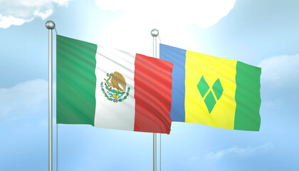 Mexico and Saint Vincent Flag Together A Concept of Relations