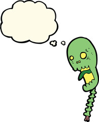 funny cartoon skull with thought bubble