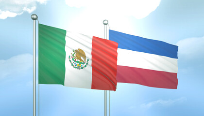 Mexico and Serbia and Montenegro Flag Together A Concept of Relations