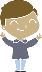 flat color style cartoon boy smiling