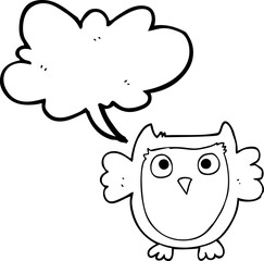 freehand drawn speech bubble cartoon owl