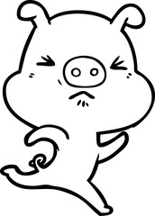 cartoon annoyed pig running