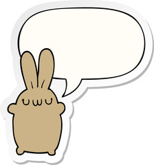 cartoon rabbit with speech bubble sticker