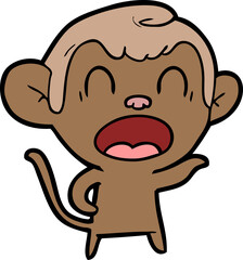 shouting cartoon monkey pointing
