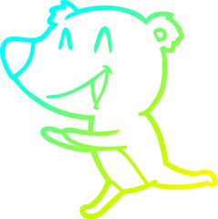 cold gradient line drawing of a running bear cartoon