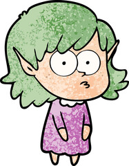 cartoon elf girl staring