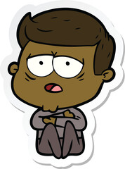 sticker of a cartoon tired man