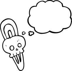 freehand drawn thought bubble cartoon skull hairclip