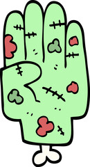 hand drawn doodle style cartoon zombie hand