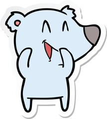sticker of a laughing bear cartoon