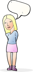 cartoon woman waiting with speech bubble
