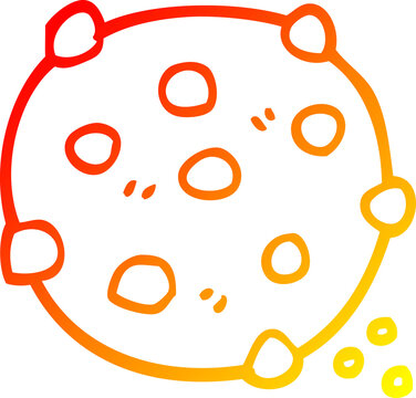 recommend clip art: warm gradient line drawing of a cartoon chocolate chip cookie