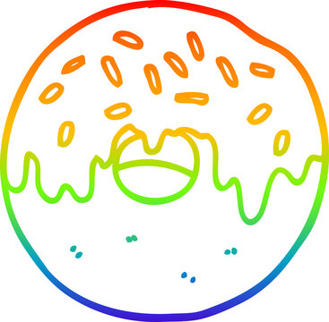 recommend clip art: rainbow gradient line drawing of a cartoon donut