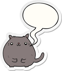 cartoon cat with speech bubble sticker