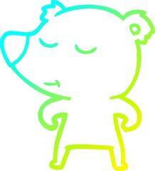 cold gradient line drawing of a cartoon polar bear