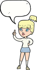 cartoon attractive girl with idea with speech bubble