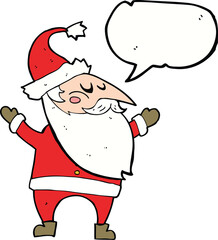 cartoon santa claus with speech bubble