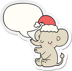 cute christmas elephant with speech bubble sticker