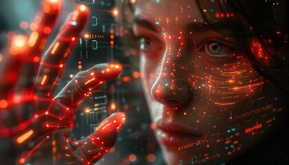 Emerging Technologies Exploration, Explore emerging technologies through AI-generated imagery, highlighting concepts such as quantum computing, blockchain innovation, and space exploration.  - obrazy, fototapety, plakaty