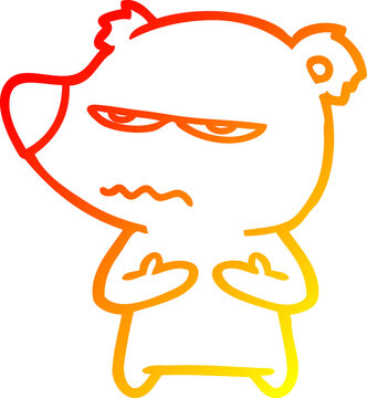 recommend clip art: warm gradient line drawing of a annoyed bear cartoon