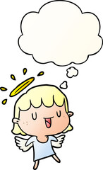 cartoon angel with thought bubble in smooth gradient style