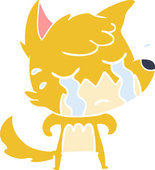 crying fox flat color style cartoon
