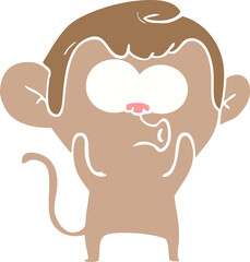 flat color style cartoon hooting monkey