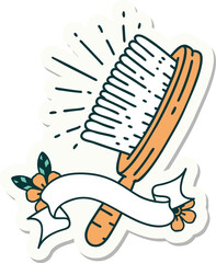 sticker of a tattoo style hairbrush