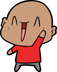 happy cartoon bald man