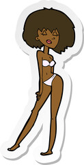 sticker of a cartoon woman in bikini