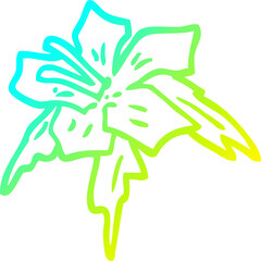 cold gradient line drawing of a cartoon exotic flower