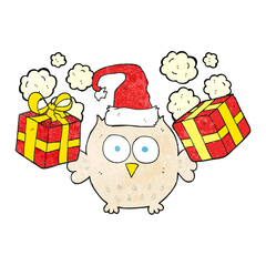freehand textured cartoon christmas owl