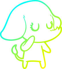 Obraz premium cold gradient line drawing of a cute cartoon elephant