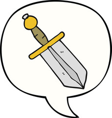 cartoon dagger with speech bubble