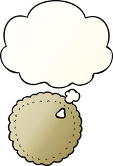 cartoon biscuit with thought bubble in smooth gradient style
