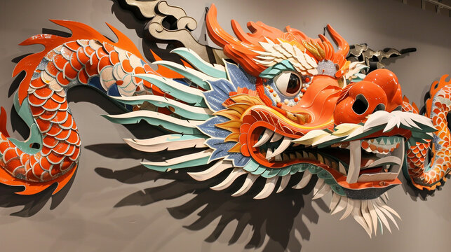 chinese dragon hand painted wall art