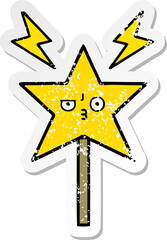 distressed sticker of a cute cartoon magic wand