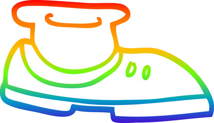 rainbow gradient line drawing of a cartoon shoe with sock
