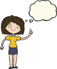 cartoon woman with idea with thought bubble