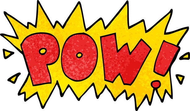 cartoon doodle word pow