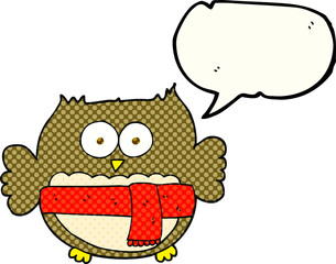 freehand drawn comic book speech bubble cartoon cute owl