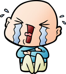cartoon crying bald man